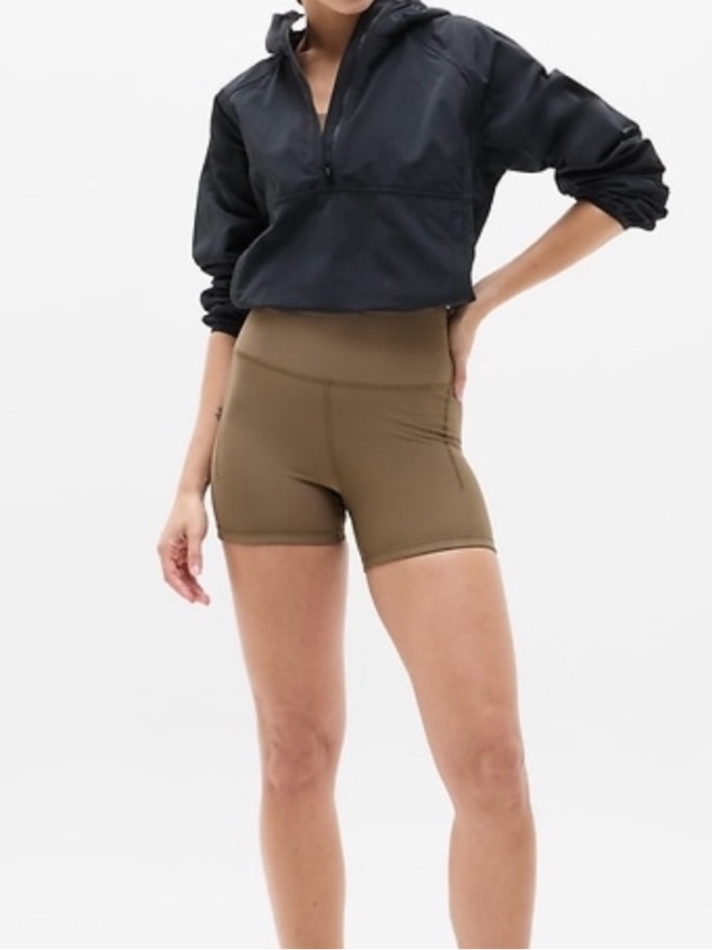 Athleta Pacesetter 4” Shortie High-Rise Bike Shorts in Clay Brown Size Small